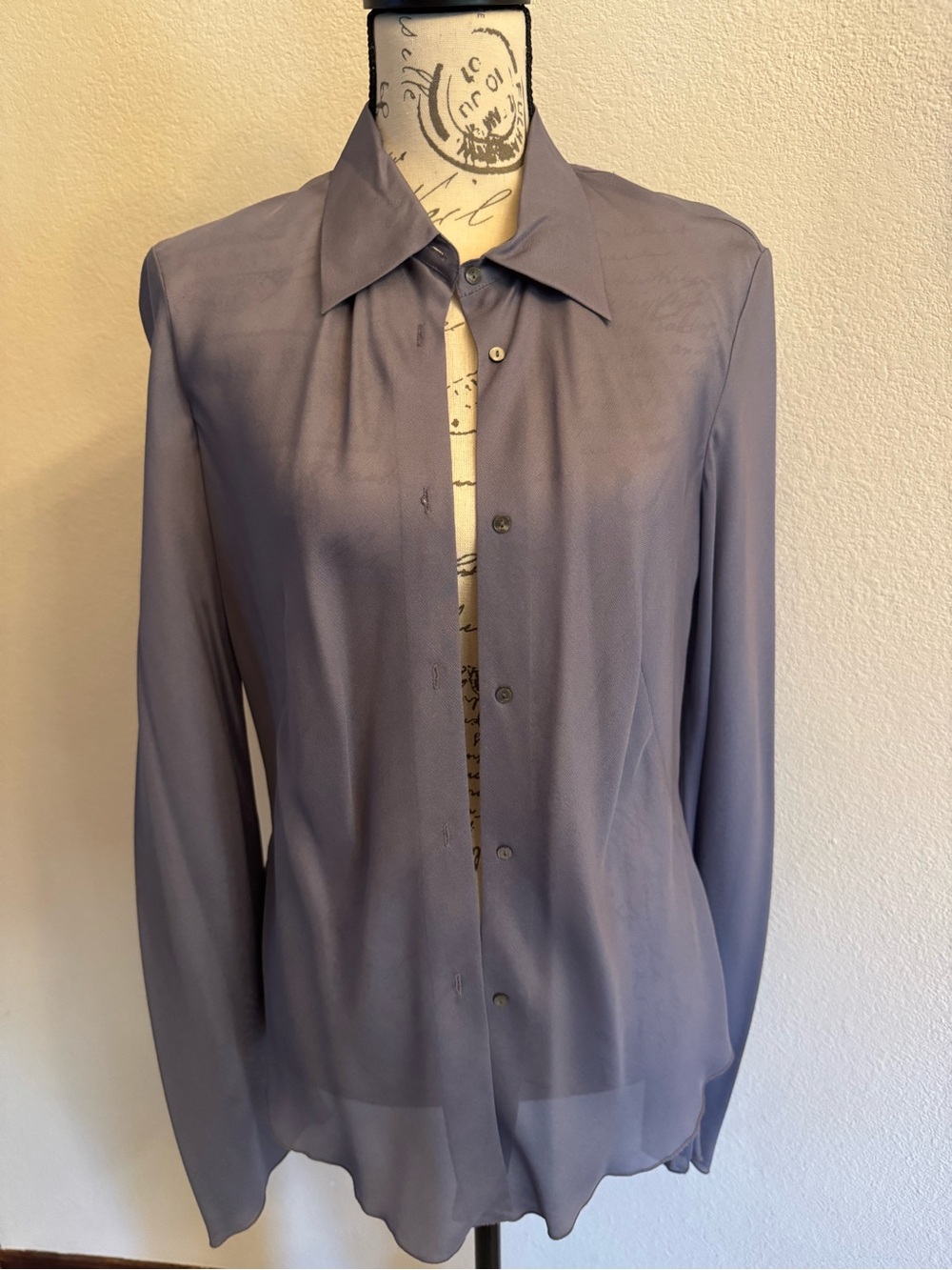 Banana Republic Sheer Silk Button-Down Blouse in Dusty Lavender